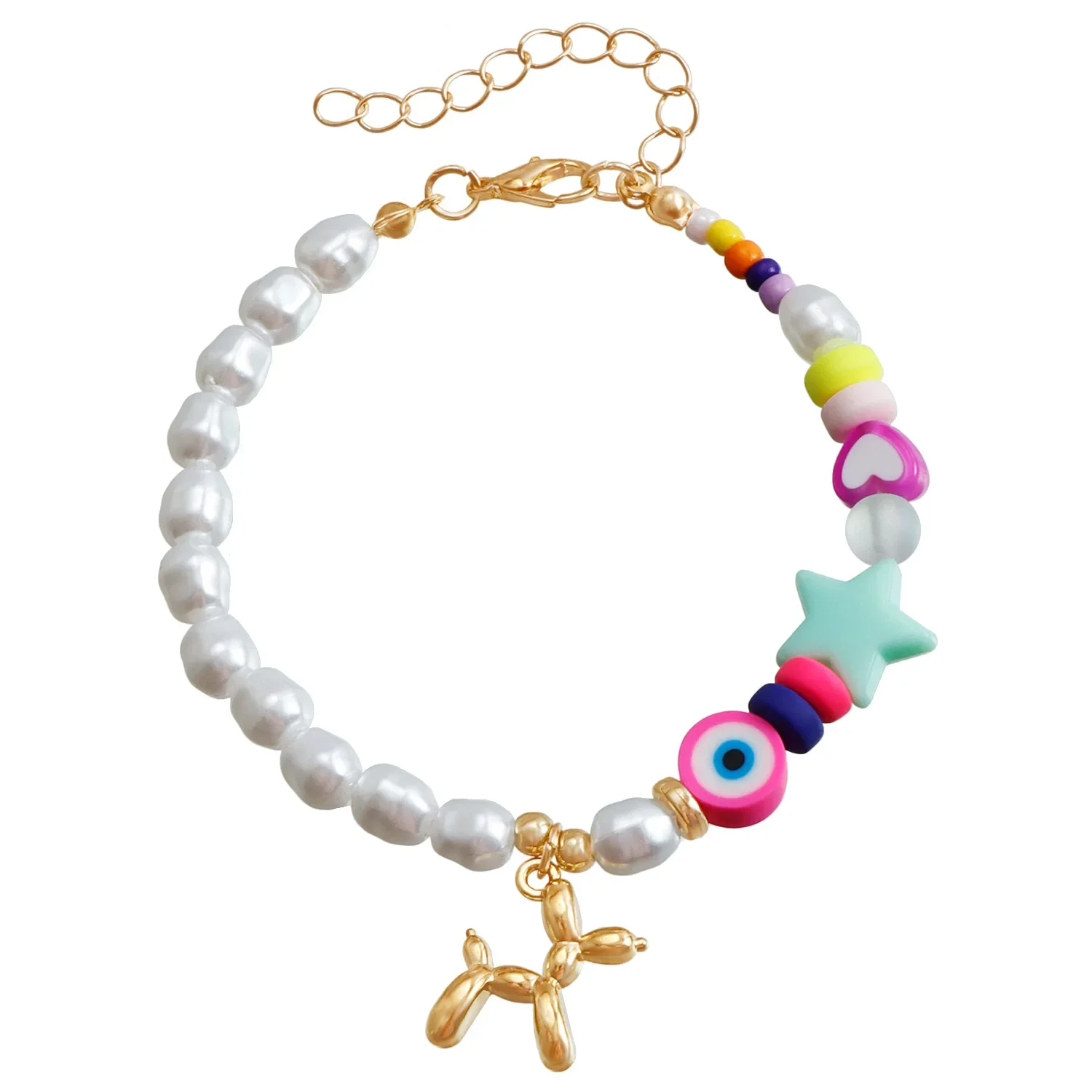 New fashion Christmas accessories ins style kids fun balloon dog pendant bracelet Imitation pearl beaded bracelet