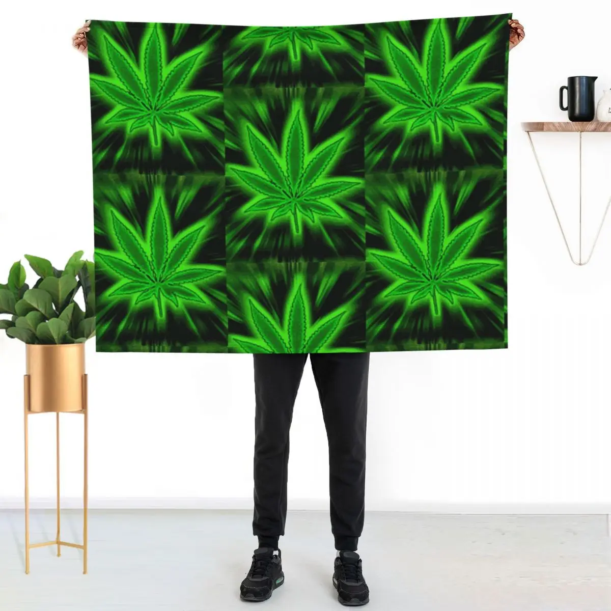 Glow Weed Throw Blanket Beach decorative Nap for winter Retros blankets and throws Blankets