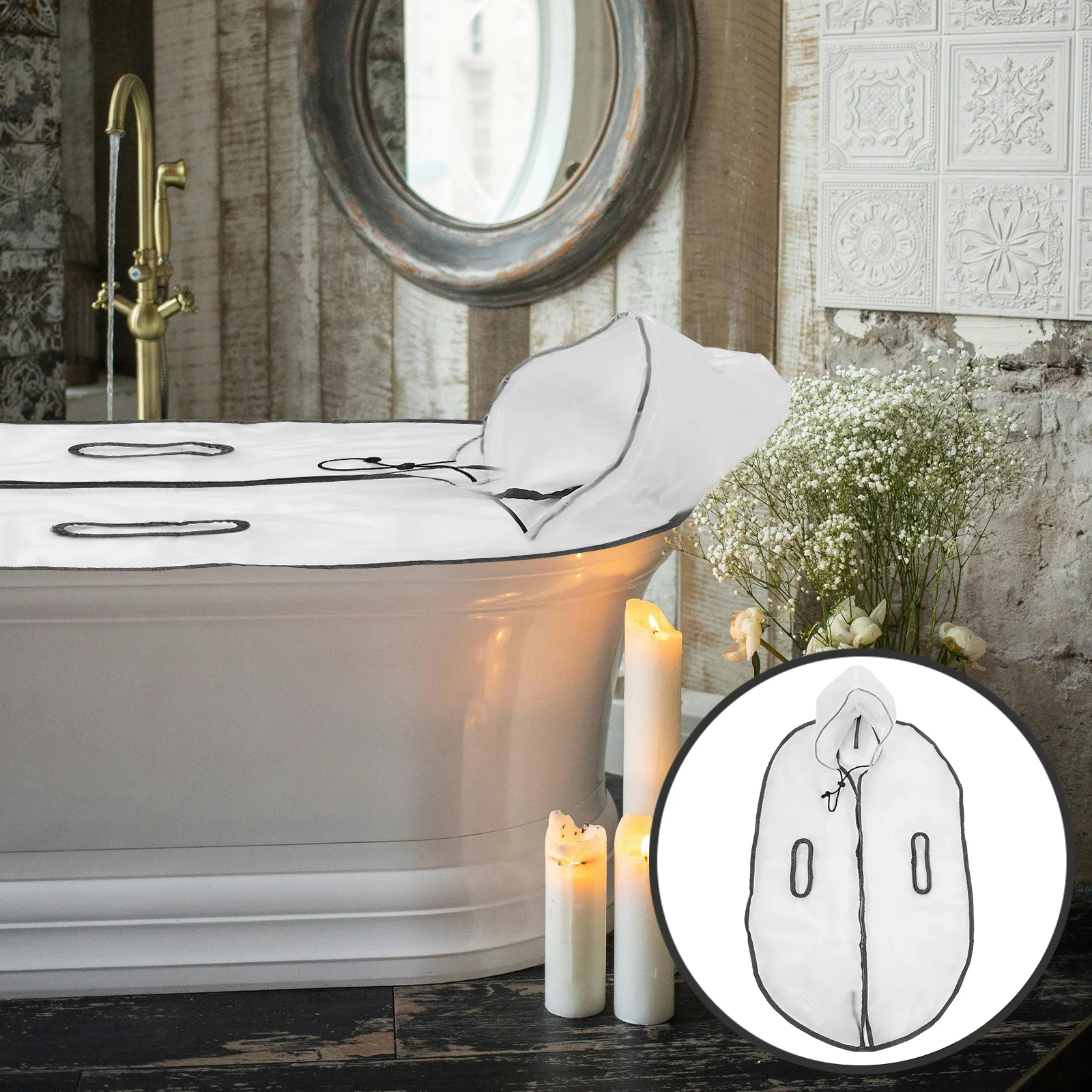 

Foldable Bath Bucket Lid Plastic Replacement Insulated Tub Cover Thermal Lid for Soaking Bathtub Spa Barrel Accessories