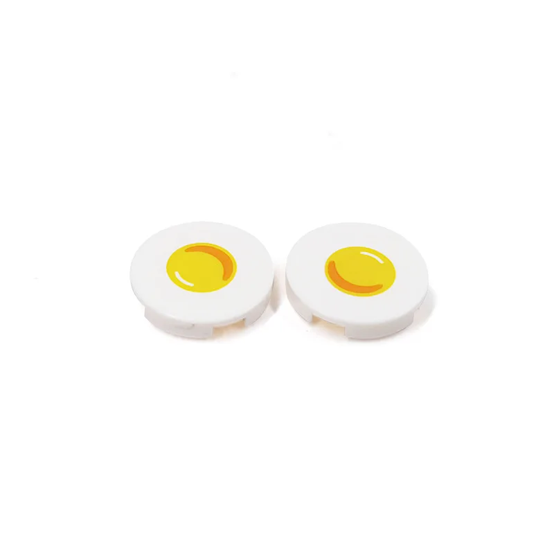 MOC 10PCS Printed 98138 Fried Egg Breakfast Pattern Building Blocks Printed Compatible Bricks Particle DIY Toy Children Kid Gift