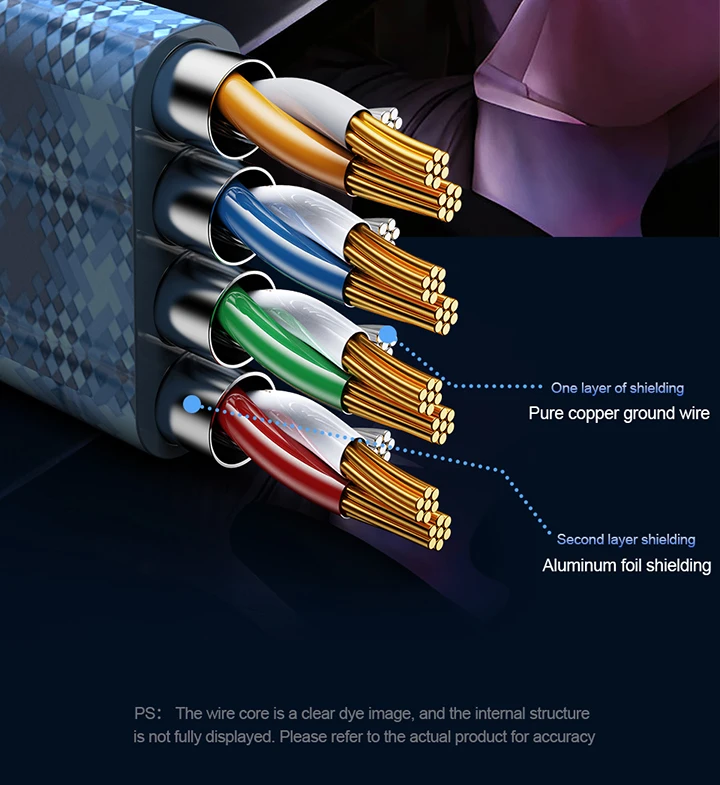 CAT 8 Flat Network Internet Cable 40Gbps 2000MHz Round RJ45 Nylon Braided LAN Cable Patch Cord for Modem Router PC PS4/5/6 Xbox