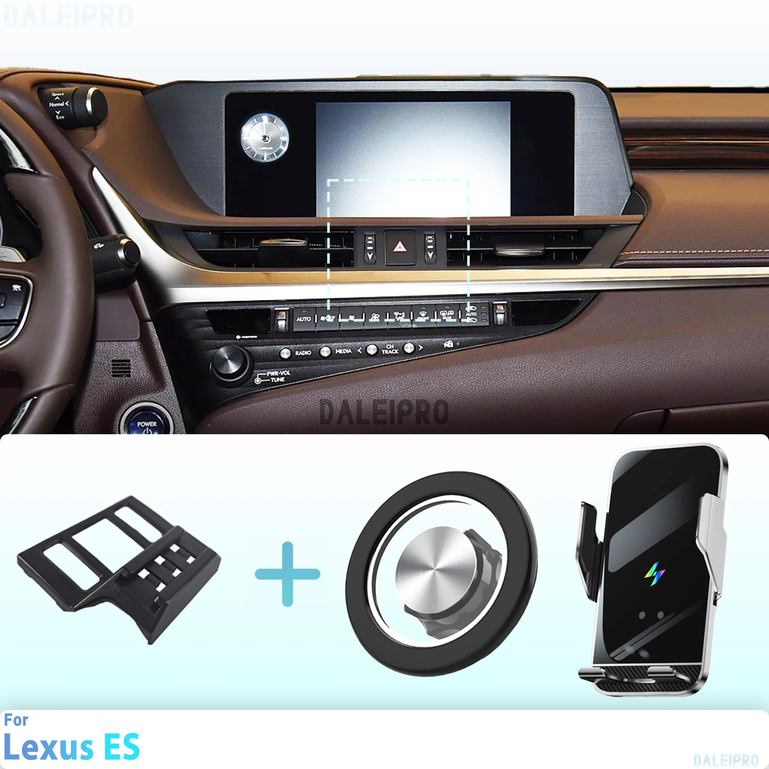 Soporte para Teléfono para Lexus ES 2018 2019 2020, Soporte Magnético para Automóvil, Carga Inalámbrica con Sensor Inteligente, Liberación con un Toque, Qi