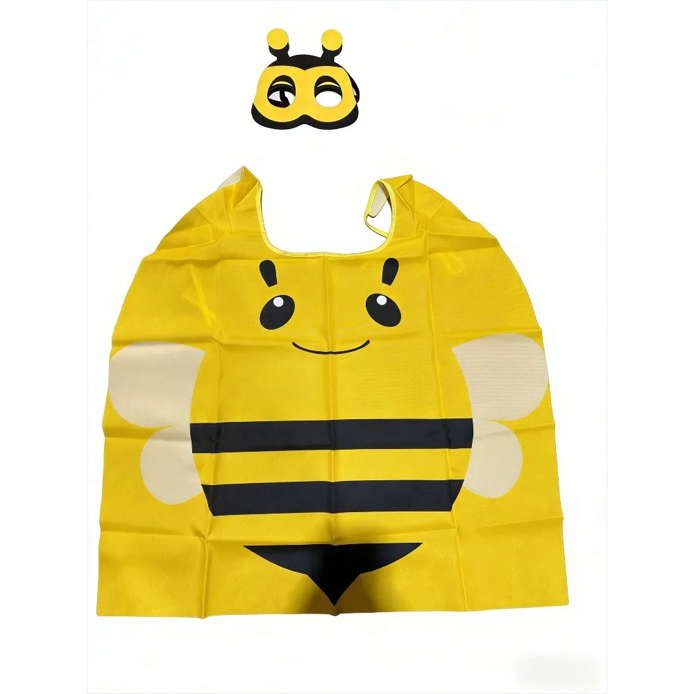 

PESENAR Cute Bee Costume Set with Mask Yellow Black Striped Bee Cape for Halloween Cosplay and Party