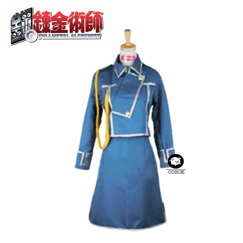 Anime Fullmetal Alchemist Riza Hawkeye Dress uniform Blue Full Set cosplay costume Any Size