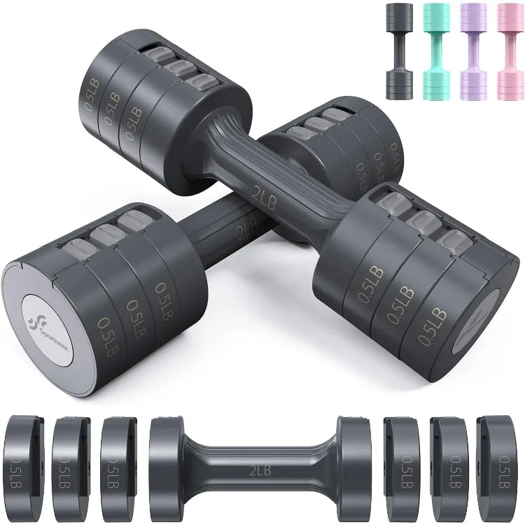 

Adjustable Dumbbells Hand Weights Set:1 Pair 2 4 6 8 10 Lbs Fast Adjust Dumbbell Weight 6 In 1 Free Weights Barbells