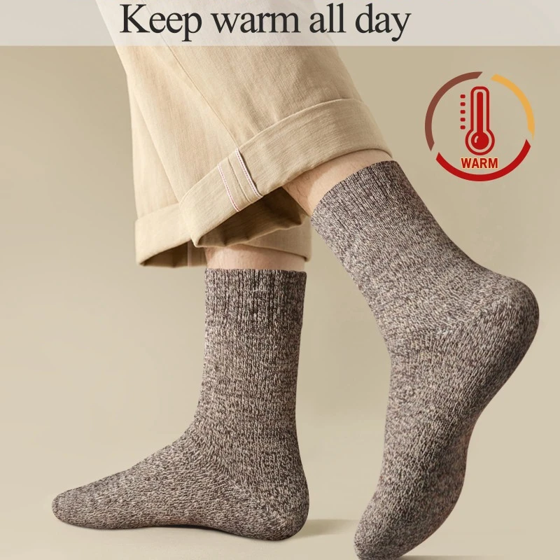 5Pairs Keep Warm Wool Socks Super Thicker Soft Solid Sock Snow Terry Sock Harajuku Retro Antifreeze Cashmere Socks for Women Men