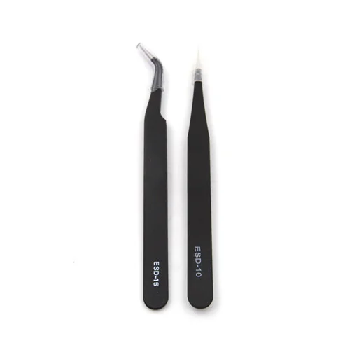 daily2Pcs/set New Black Anti-static Straight Curved Tweezers Fashion Stainless Steel Anti-static Tweezers ToolsDaily products