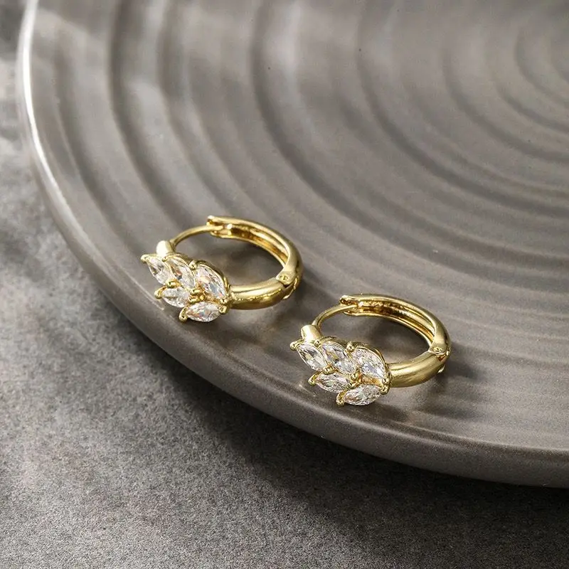 XP Jewlery--- 14 k Light Gold Plated Zircon Hoop Earrings for
