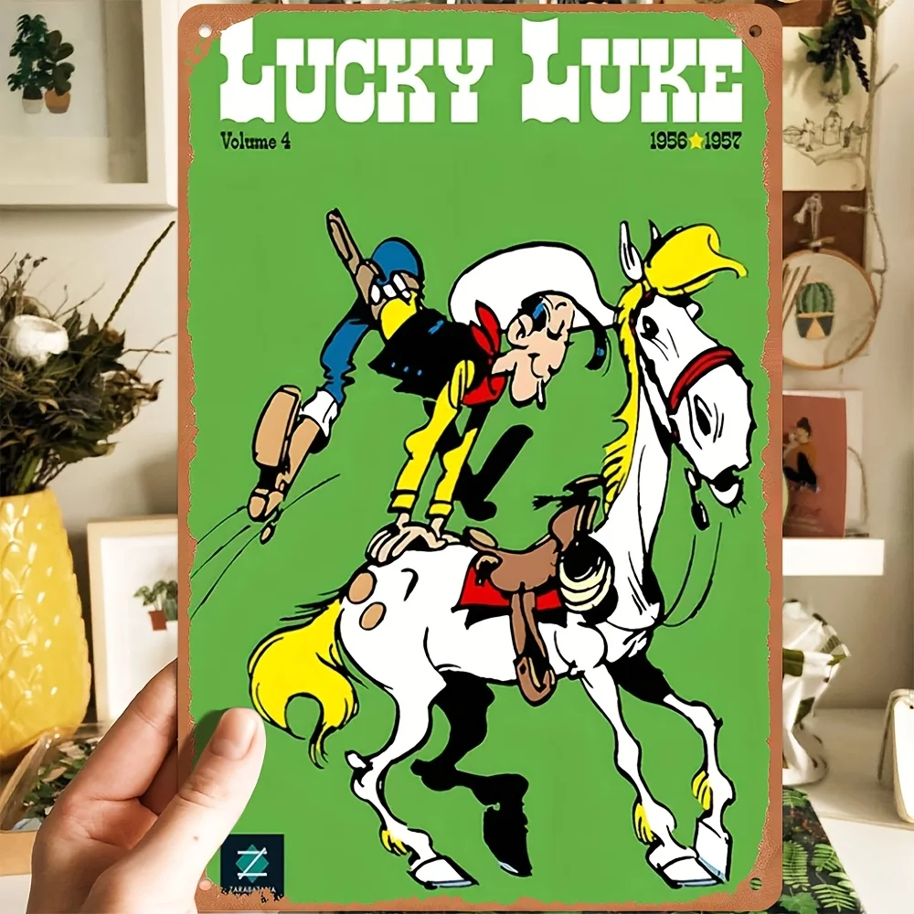 Lucky Luke Vintage Metal Wall Art - Waterproof & Dustproof Poster for Home, Bar, Cafe Decor | Perfect Gift Christmas Halloween,