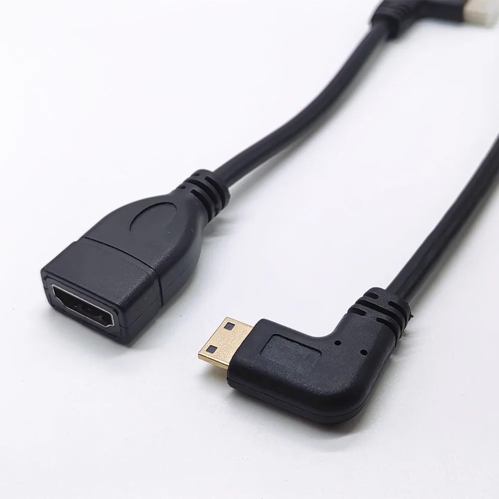 Standard 1080P Mini HDTV Type C to HDTV Cable Male to Female 90 Degree Right Angle Converter Adapter Extension Adapter