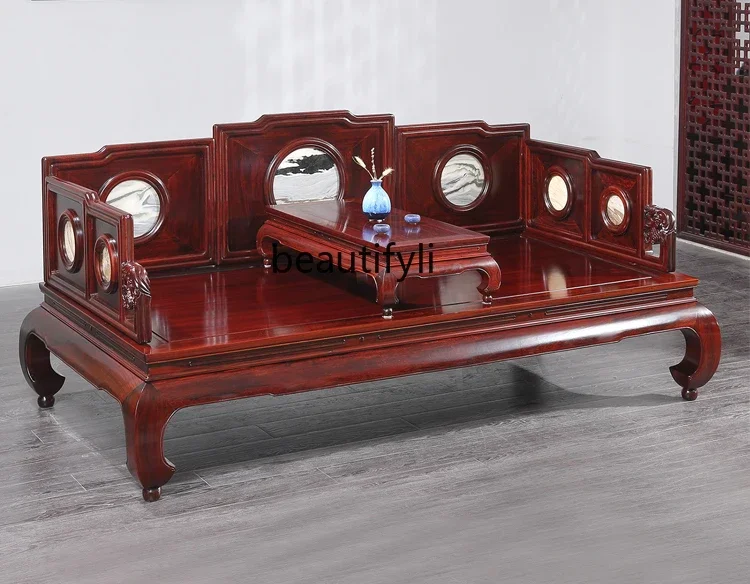 V Sandal Wood Zen Couch Sofa Bed Chinese Style Ming-Qing Period Solid Wood Arhat Bed