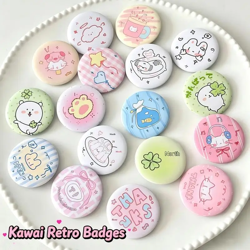 [SU]6PCS Cute Cartoon Mini Cartoon Button Badge Kawaii Retro Backpack Pencil Bag DIY Decorative Brooch Pin Accessories[SU]
