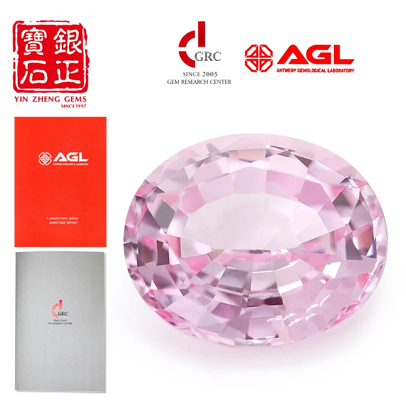 YinZheng Flame Melted Morgan Pink Color Oval Shape Can Be Provide GRC Or AGL Certificate Synthetic Cultivate Sapphire