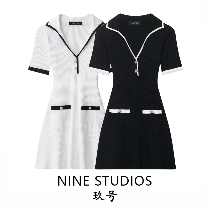 NINE ZA Damen Slim Fit Ort Sve Dr mit Metallknopf gerippter elastischer Rock lässig H-Version Sommer Faion Damen Cl...