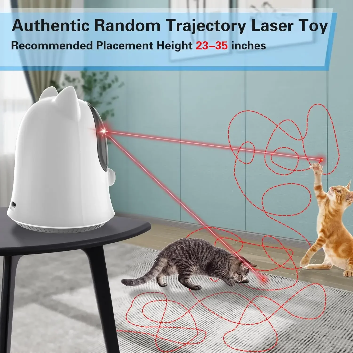 Cat Laser Toys for Indoor Cats, Random Track Laser Cat Toys, Interactive Cat Toys for Bored Indoor Adult Cats/Kittens/Dogs KLYM