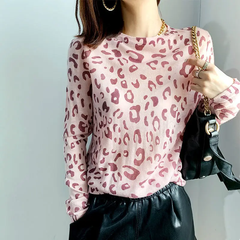 

Spring and Autumn New Women's Splicing Pullovers Round Neck Printed Loose and Versatile Minimalist Casual Long Sleeve Top