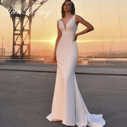 Yunshang-Vestidos De Novia sencillos De sirena para mujer, vestido De Novia con espalda abierta y tirantes finos, Vestidos De Novia personalizados
