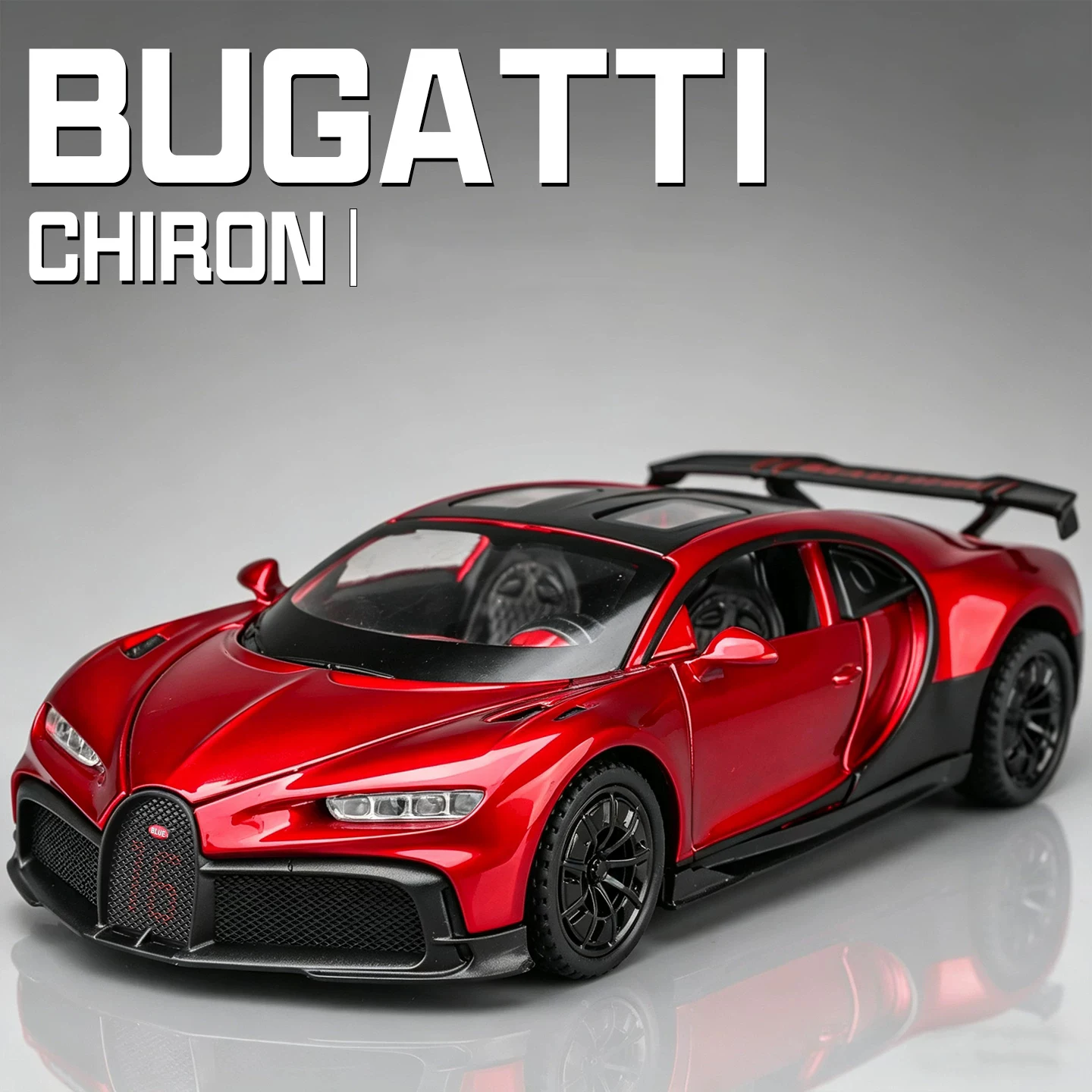 1:32 Scale Bugatti Chiron Sports Car Alloy Model Miniature Diecast Toy Doors Opened Pull Back Vehice Ideal Livingroom Decoration