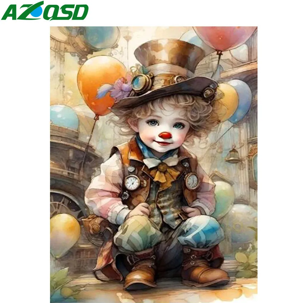 AZQSD Full Drill Diamond Painting Cute Clown Portrait Handicrafts Embroidery Sale Figure Home Decor Rhinestones Diy Gift