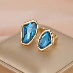 Anslow New Arrivals Gold Color Plated Design Irregular Crystal Trendy Women Party Metal Rings Accessories Drop Shipping Gift