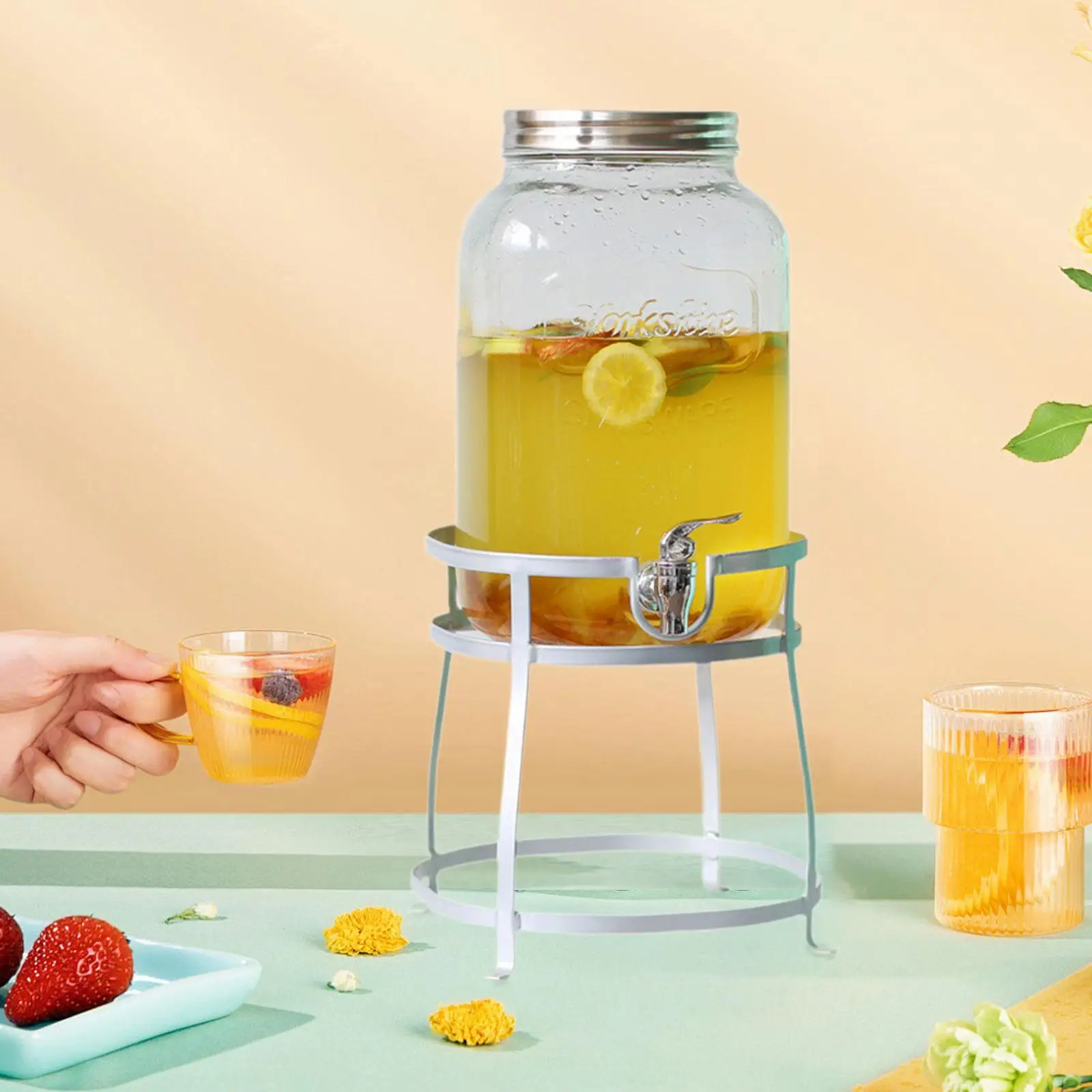 

Drink Dispenser Stand Iron Stable Fits 8.58 inch Diameter for Water Dispenser Glass Jar Events Home Countertop