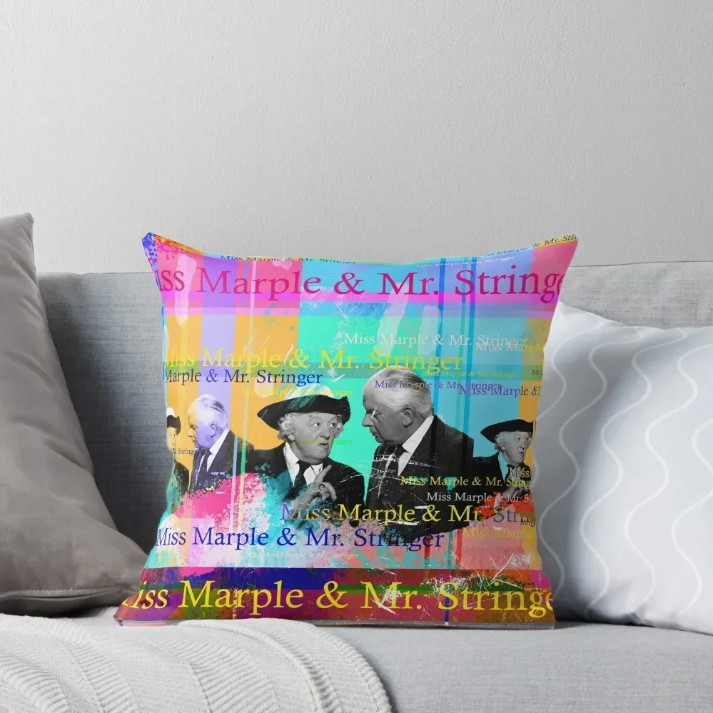 the crafty Miss Marple and Mister Stringer, Agatha Christie Throw Pillow luxury sofa pillows Sofa Decorative Covers pillow