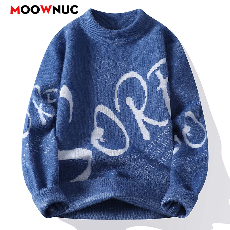 

Men's Solid Knit Pullover Sweater Men Clothing Warm Casual Fashion Streetwear for Spring Autumn Hombre Male Sweat-shirt New