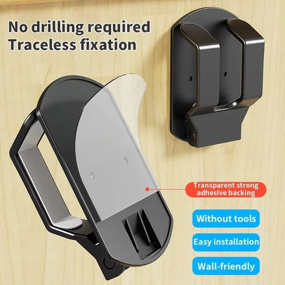 Multifunctional Universal Headphone Stand Foldable Adhesive Wall Mount Headphone Hanger No Drill Space Saving
