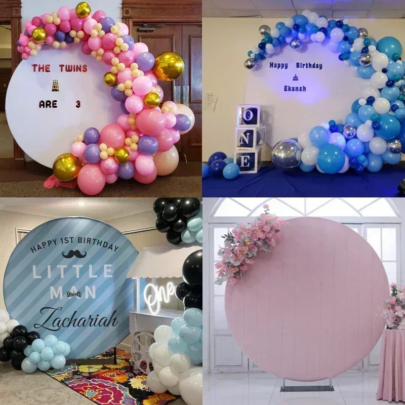 Party Backdrop Arch Stand Balloons Support for Weddings,Silver Aluminum 200cm DIA  Round Background Arch for Decoration