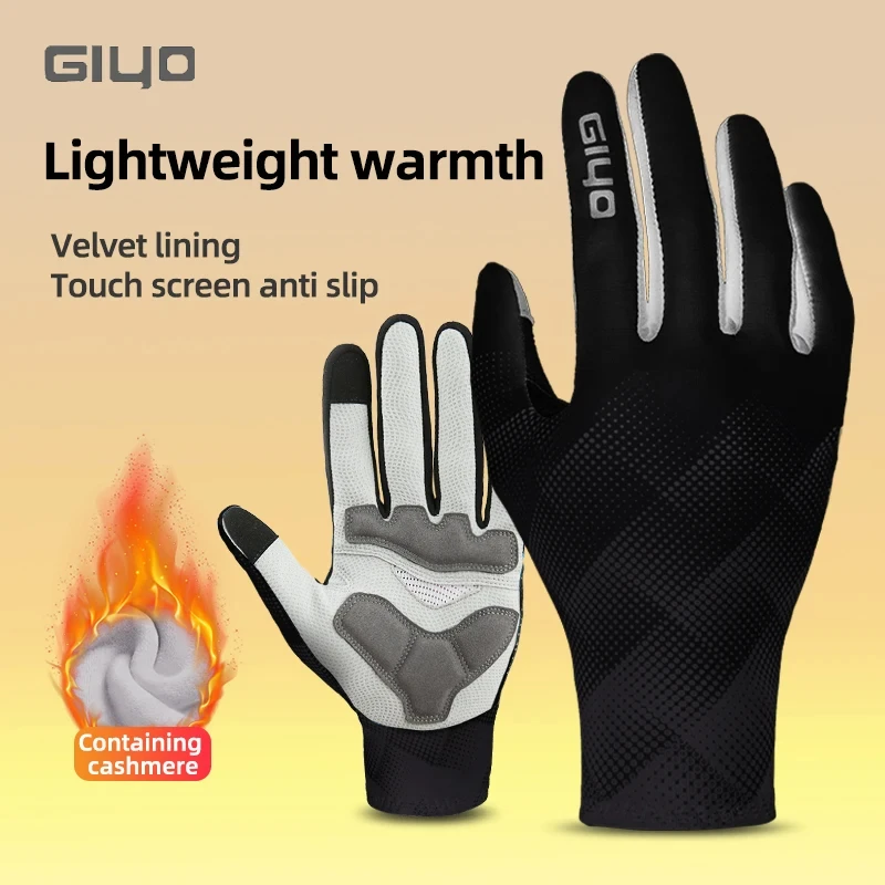 Bicycle Winter Thermal Full Finger Gloves MTB Road Bike Touch Screen Anti-skid Gloves Cycling Breathable Keep Warm Mittens