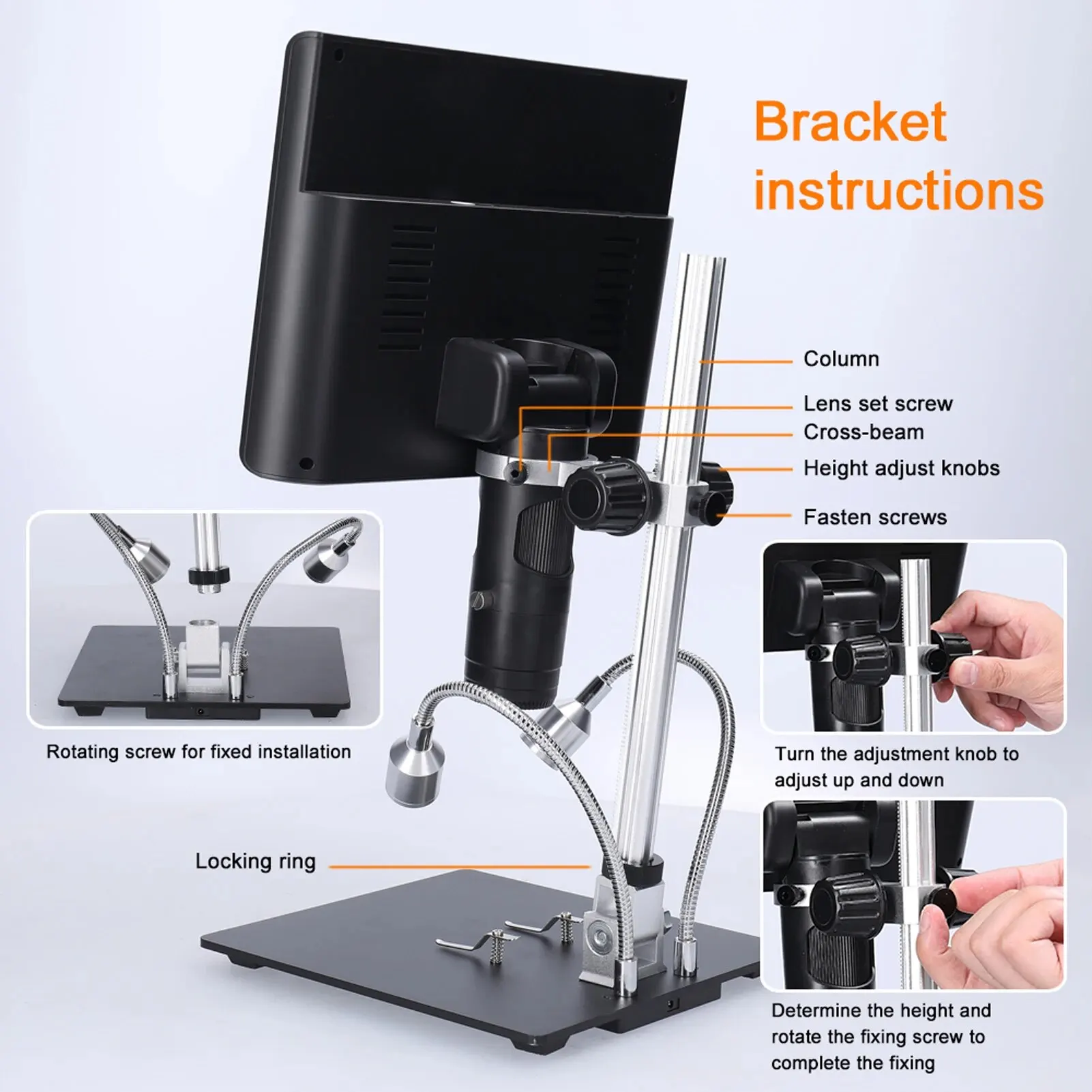 Digital Microscope AD210 AD209 12 Million Pixels IPS Digital Microscope 50-1600X Magnification Microscope for Soldering Focal