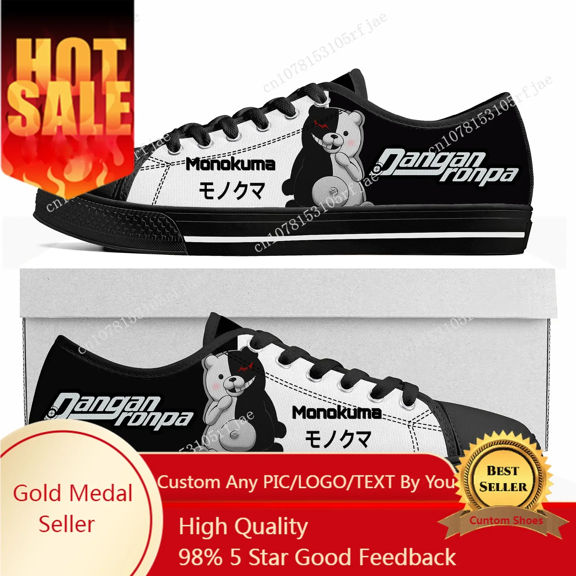 Cartoon Game Danganronpa Monokuma Low Top Sneakers Womens Mens Teenager Shoes Casual Tailor Made Canvas Sneaker