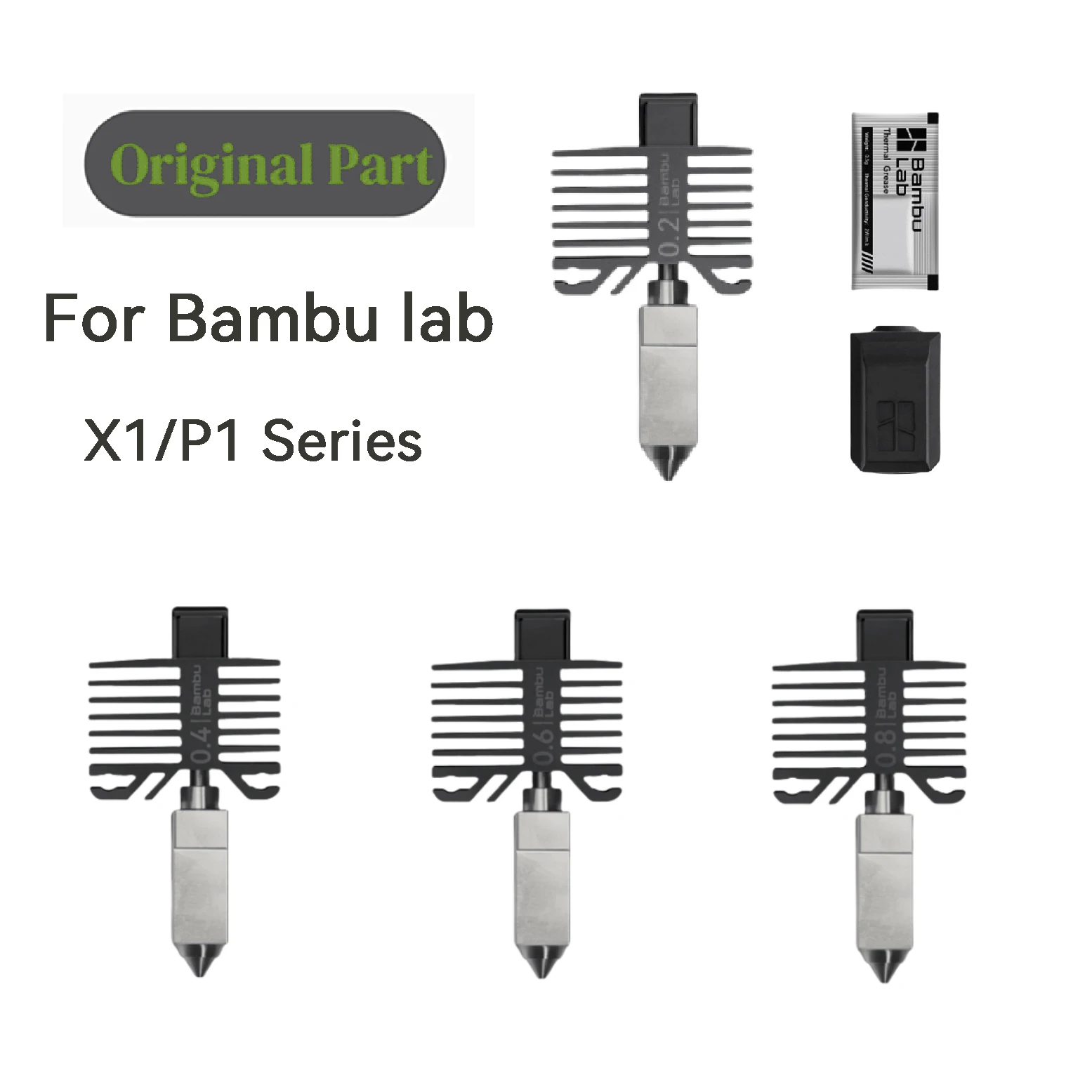 

Original Hotend Kit For Bambu lab X1/P1 Series Hardened Steel Nozzle 0.2/0.4/0.6/0.8mm For Bambu lab X1C P1P P1S 3D Printer