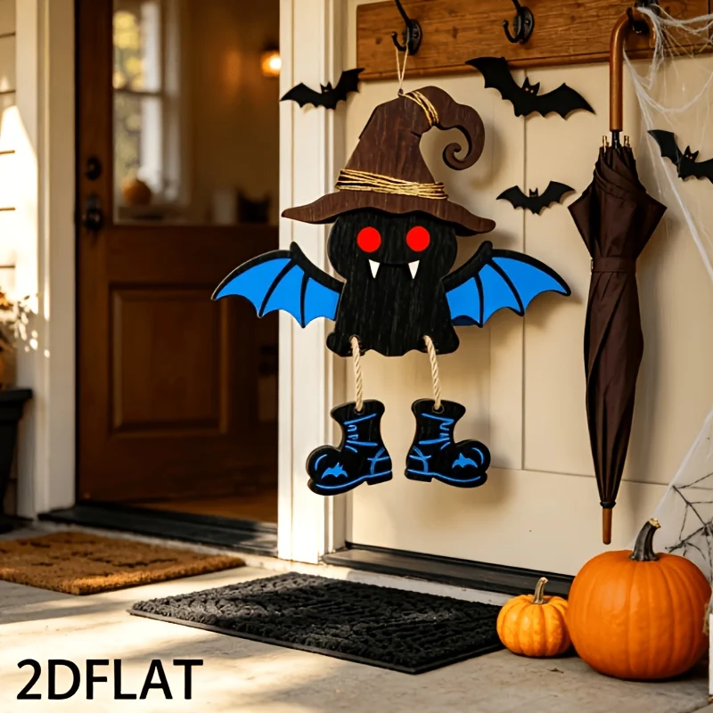 2D Halloween Wooden Decor Plaque Rustic Vintage Brown Home Wall Decor Party Welcome Sign Office Desktop Ornament Christmas Decor