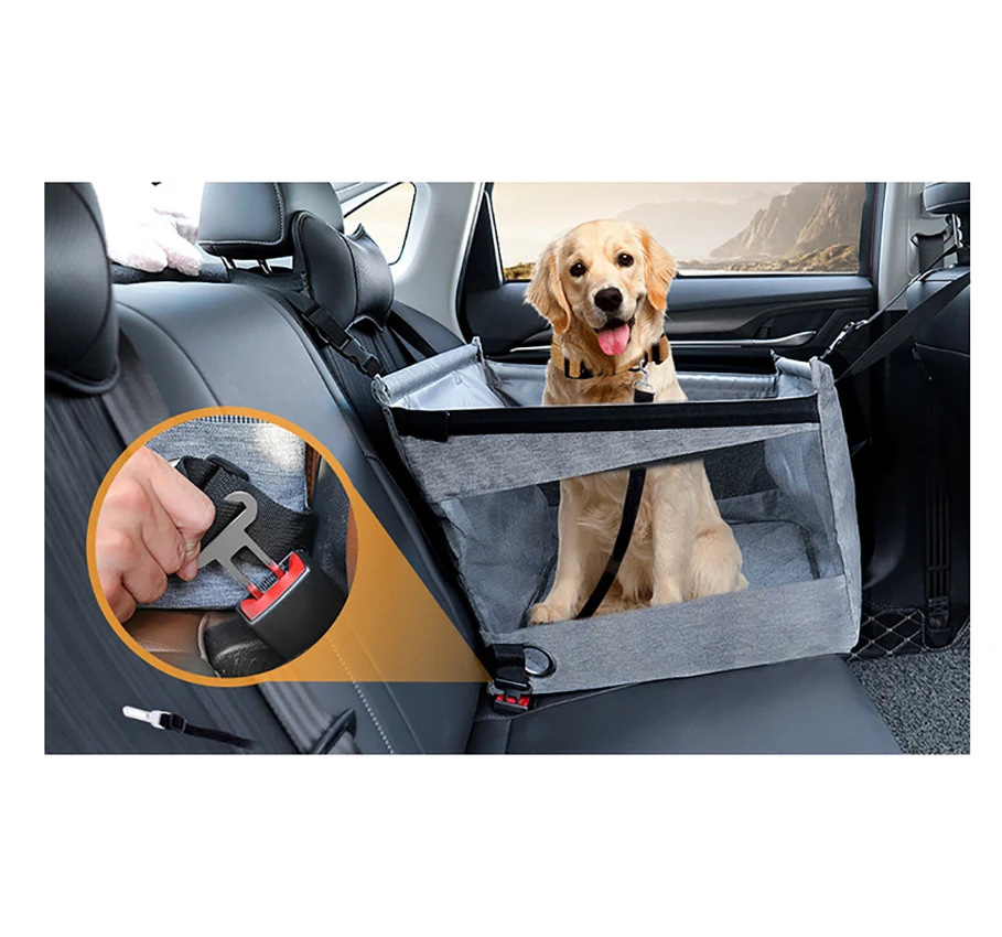 Car Pet Pad Dog Basket Car Travel Dog Pad Rear Half Seat Hammock with Hook Breathable Mesh Folding