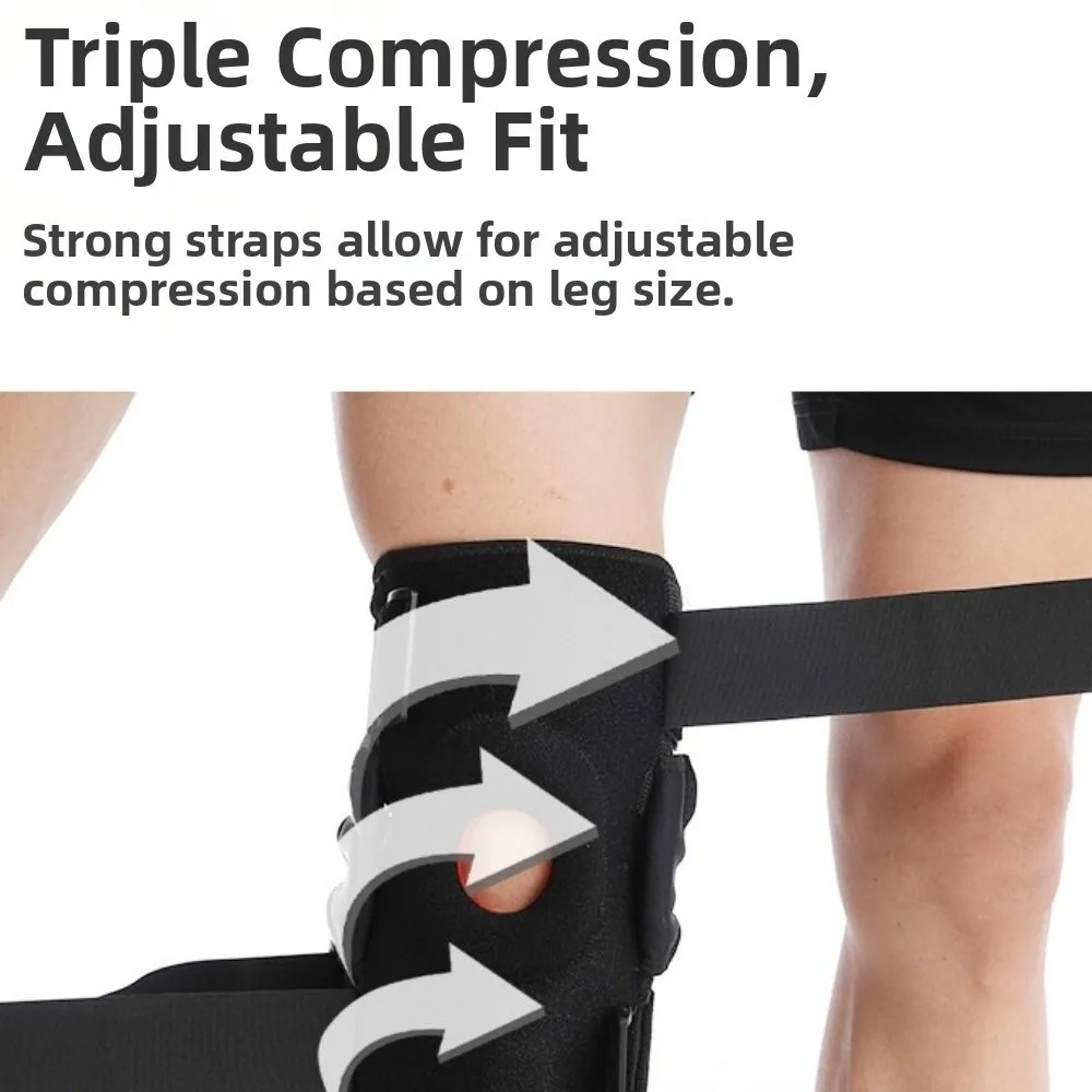 ضغط دعامة الركبة المثبتات الجانبية مفتوحة الرضفة وسادة الركبة كم تنفس حزام قابل للتعديل الركبة دعم العظام