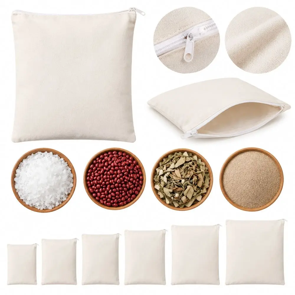 Cotton Heating Pad Bag Thickened Fabric Reusable Heat Pack Bag Zipper Closure Portable Fillable Heating Bag