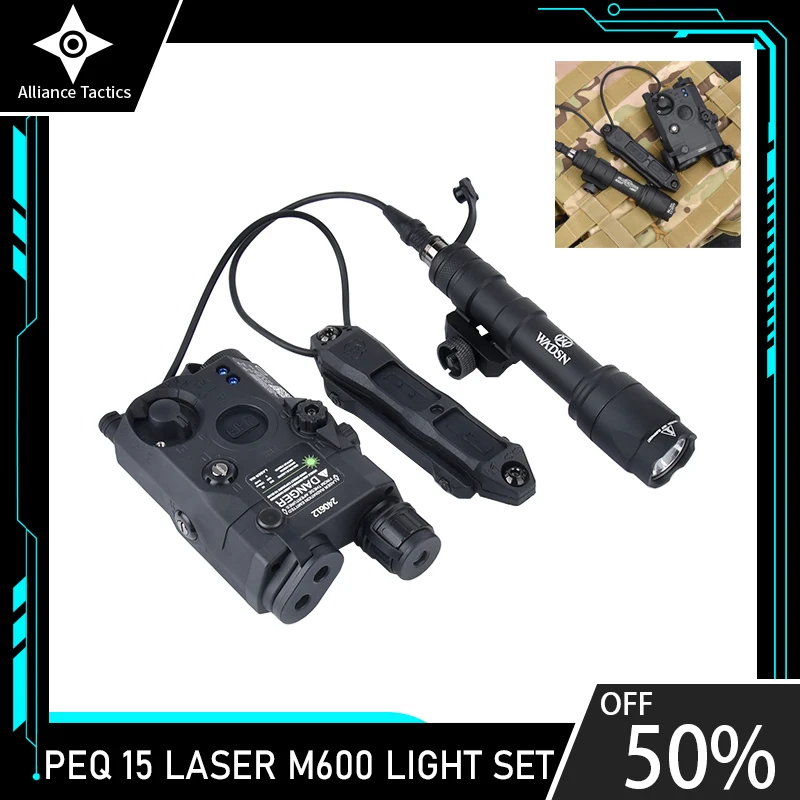 

WADSN PEQ15 Red Dot Laser Aiming IR Battery Box M300 M600 Flashlight Tactical Dual Control Remote Switch Fit 20mm Rail