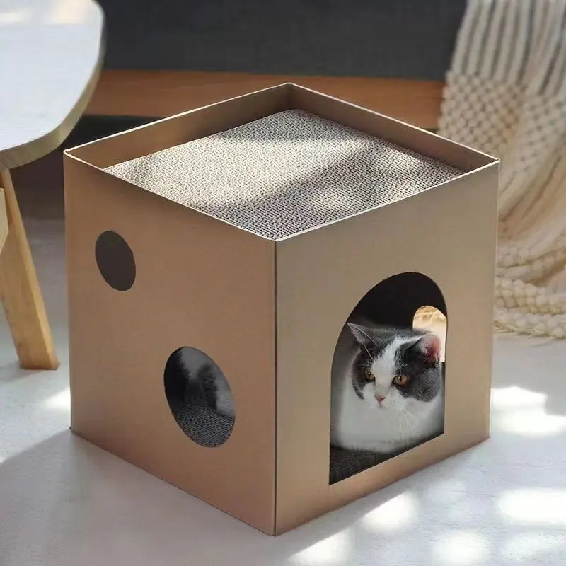 

Paw Board Carton Pet Bed Resting House Square Climbing Frame Pet Bed Wear-resistant Corrugated Pet Products Hondenmand XY40CWC