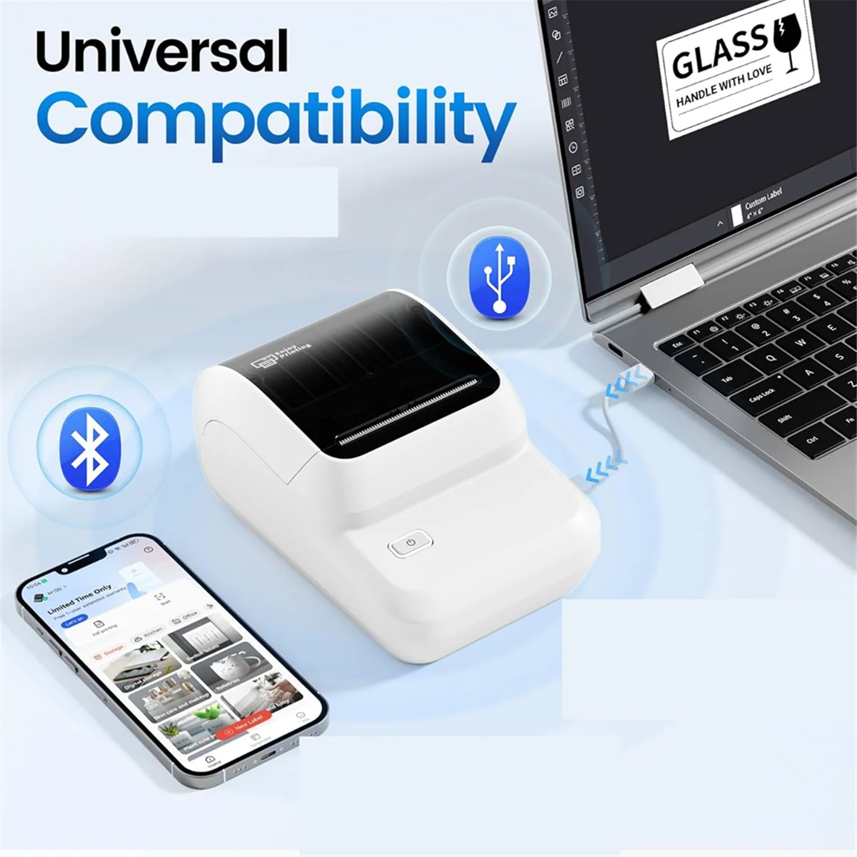 AA98 Label Maker,Bluetooth Label Maker Compatible with Mobile Phones and Computers,Inkless Portable Label Maker for Address B