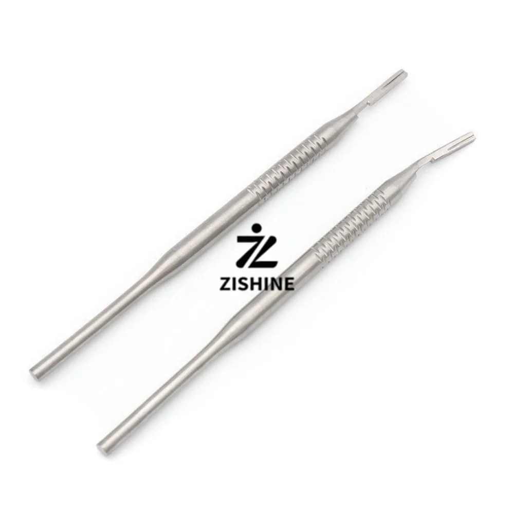 Dental Scalpel Handle Stainless Steel Straight Curved Surgical Knife Handle 1Pc/2Pcs Set Dentistry Implant Operation Tools