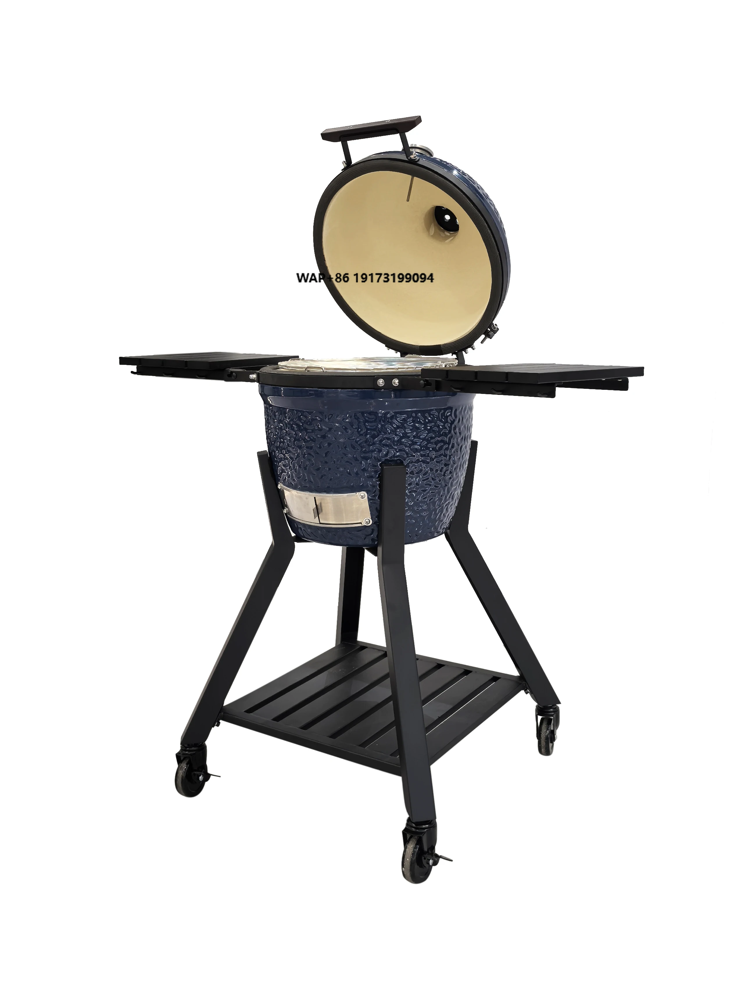 

Manufacturer's Modern Style 16" Pro Inch Glossy Deep Blue Ceramic Egg Shaped Kitchen BBQ Grill for Kitchen and Barbecue Use