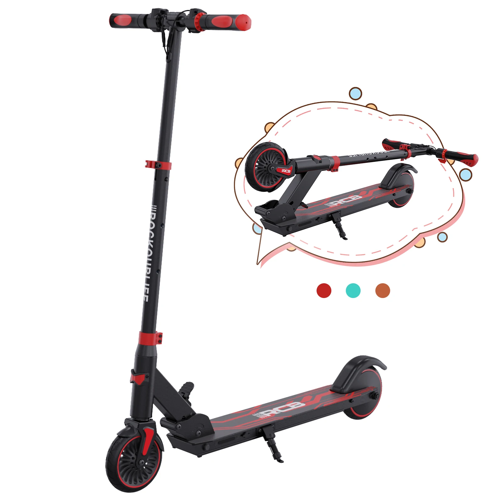 RCB KIDS Opvouwbare Elektrische Step voor Kinderen 8–16 Jaar, Max Snelheid 20km/h, Bereik tot 16km, Elektrische Step voor Kinderen, Ideaal Cadeau voor Jongens en Meisjes