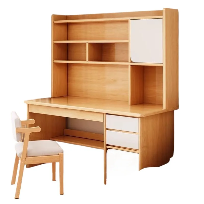 

Student home learning to write bedroom bookshelf integrated table