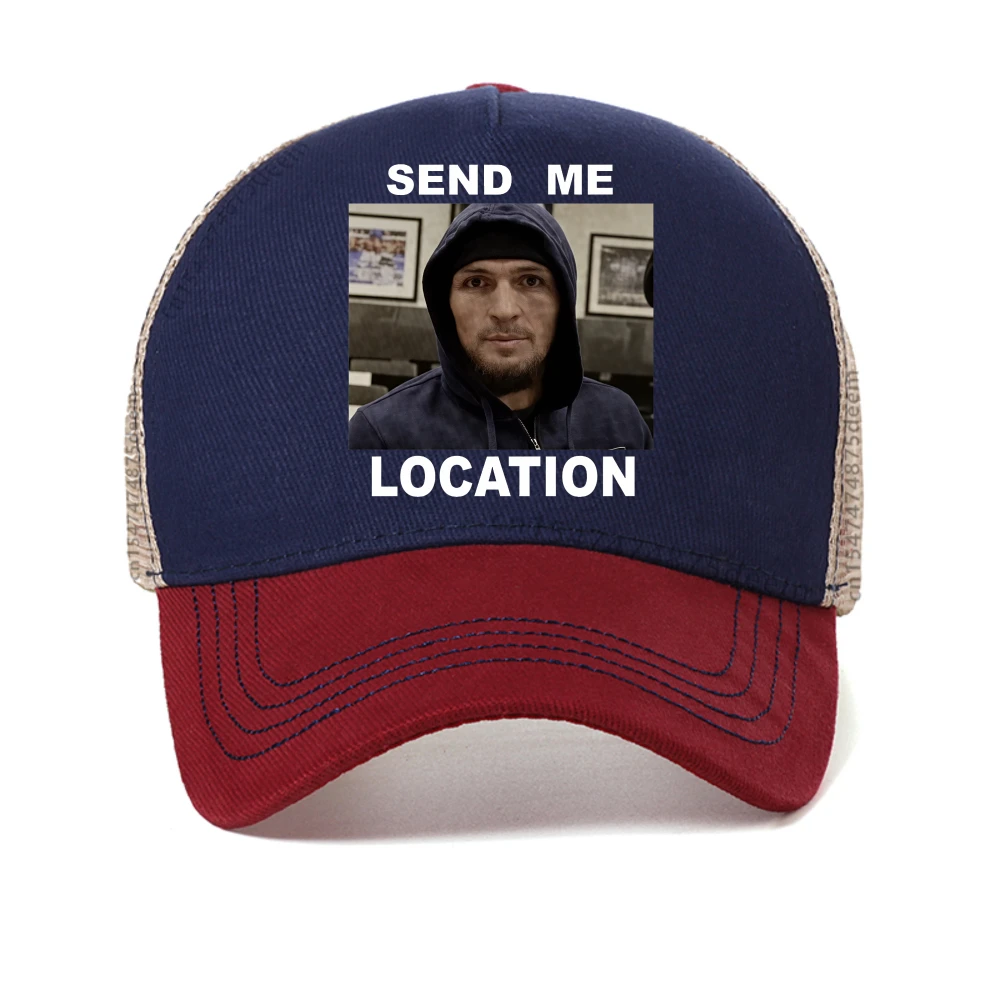 Khabib Nurmagomedov Send Me Location baseball cap men women Casual Fashion visor hat adjustable mesh Breathable Trucker hats