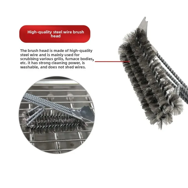 Barbecue Supplies, Stainless Steel Cleaning Brush, Wire Brush, Multifunctional Barbecue Accessories, Long-handled Knife-type