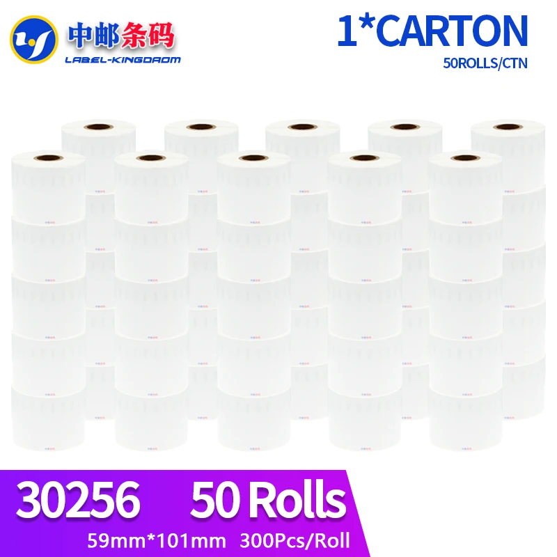 50 Rolls Dymo Compatible 30256 White Label 59mm*101mm 300Pcs/Roll Compatible for LabelWriter 450Turbo Printer Seiko SLP 440 450