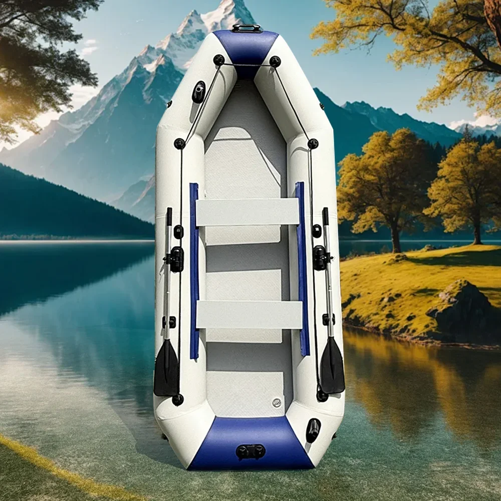 9.8-Foot PVC 4-Person Rowing Kayak High-Speed Inflatable Fishing Boat with Air Cushion Bottom and Free Accessories