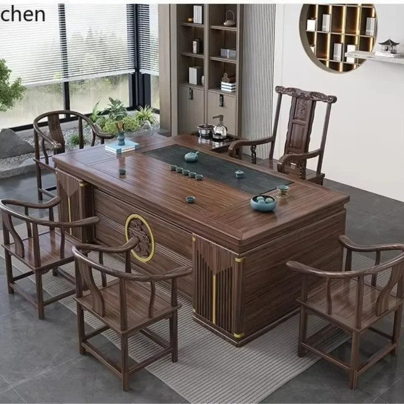 DSA  Solid Wood Tea Table and Chair Set Table Five Chairs Tea Table Set for Drinking