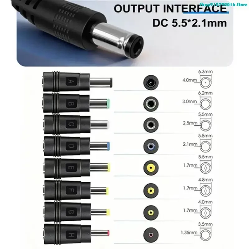 N2UB Long Nylon Braided 100W Charging Cable Double Button Includes 8 Adapters for Rapid Device Connectivities